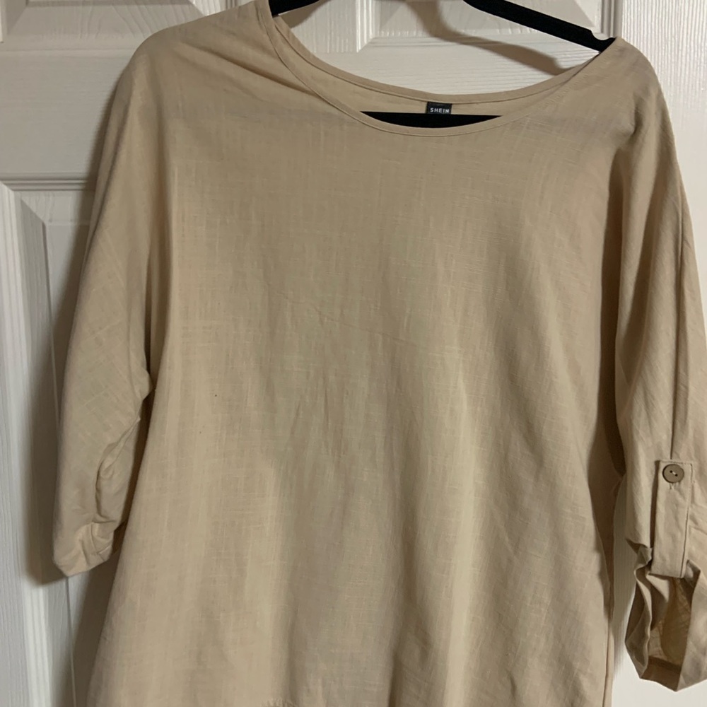 SHEIN Cream Blouse with Button Sleeve Detail